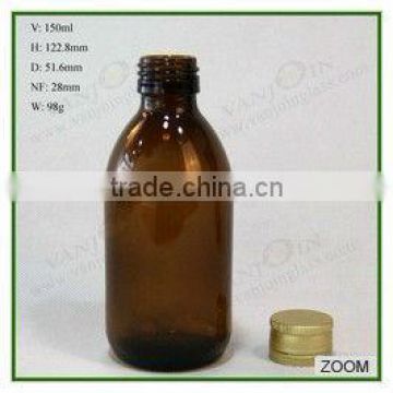 High Quality 150ml Pharmaceutical Amber Glass Bottle With Screw Cap