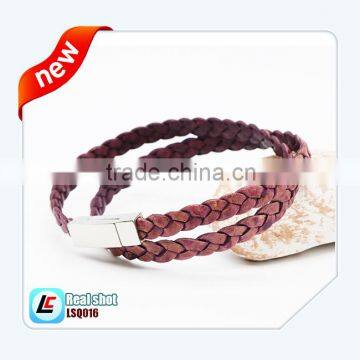 FREE SHIPPING teen vintage 40cm long 8mm width genuine leather bracelet