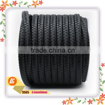 8mm Black Bolo Braid Leather Cord 100% Genuine Leather