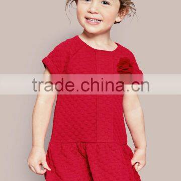 (CD910#)2-10Y OEM Solid color quilted dress for baby girl winter short sleeve dress