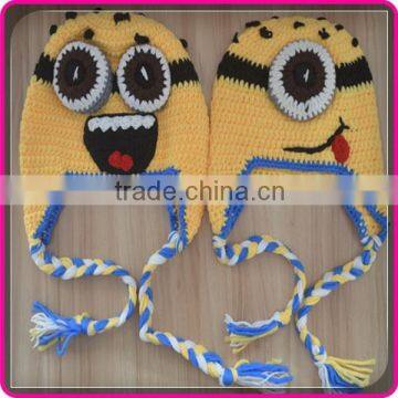 kids crochet winter knitted hats handmade crochet minion beanie hats