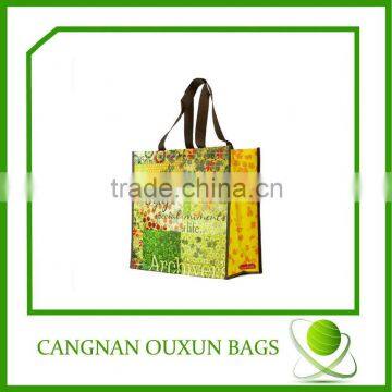 fashion style laminated pp woven shopping bags with zipper