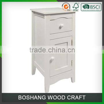 BOSHANG White 1 Drawer Storage Cupboard Bedside Table