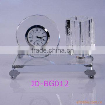 crystal pen holder with clock office supply