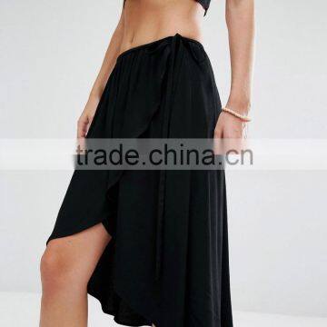 Latest Short Front And Long Back Skirts Wrap Over Frill Midi Skirt