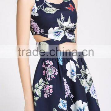 Newest Design Floral Printed Skirt Suit Sex Dress,OEM China Clothing Manufactory photo-2