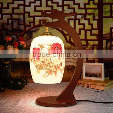 Arts and crafts home decor red flower ceramic design table lamp