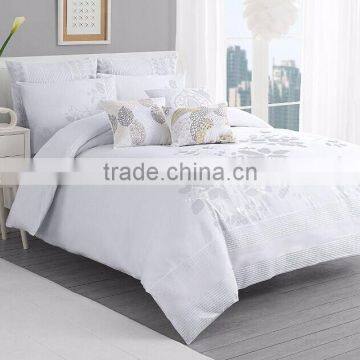 100% Cotton White Embroidery Luxury Hotel bedding set