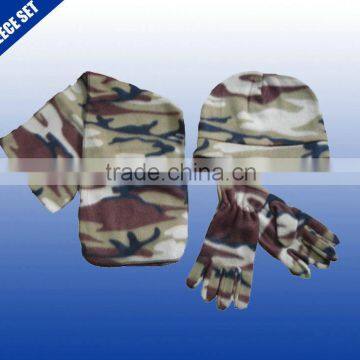 Promotional gifts top quality winter fleece scarf hat gloves sets