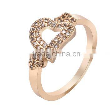 Sweet Heart Shaped Ring Charming Gold Plated for Wedding Couples