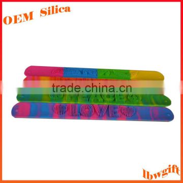 Brush hair letters/words Spiky silicone rubber slap band