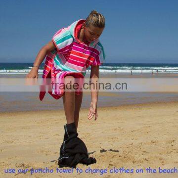 Custom Design High Standard Color Stripes Woven Woman Surf Hoodie Towel Poncho Quality Choice photo-2