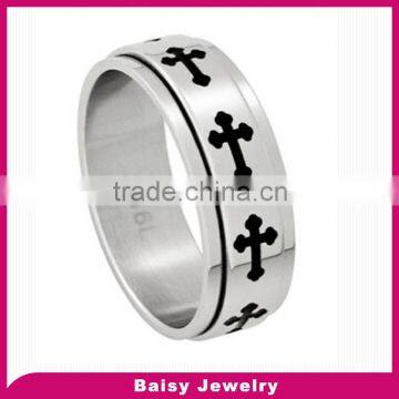 best selling christianity religious gift 316l stainless steel spinner ring