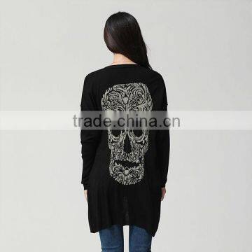 wool sweater design for girl black printed long fashion style