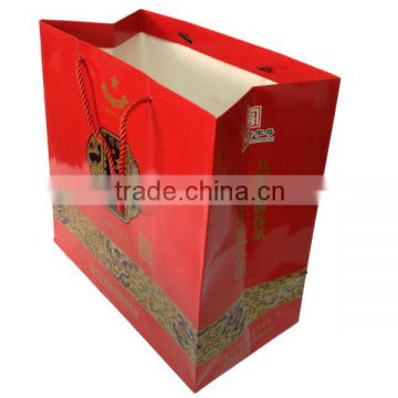 Red Paper Bag / Wine Packaging bag / Cardboard Paper Handbag/ Eco-Friendly / Free Sample / OEM / Wholesale / shenzhen packaging