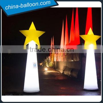 Inflatable Christmas cone with star / led lighting inflatable star cone for night decoration