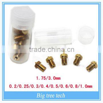 3D printer E3D V6&V5 brass nozzle extruder nozzles 0.2/0.25/0.3/0.4/0.5/0.6/0.8/1.0 mm with the case For 1.75/3.0mm D303