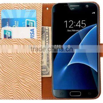 OEM Zebra Pattern Leather Smart Phone Case for Samsung S7 photo-2