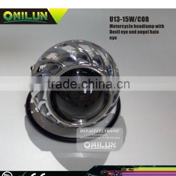 Factory price LED motorcycle headlight with angel halo eyes