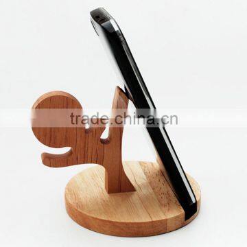 ruabber wood little man wooden cell phone holder gongfu boy