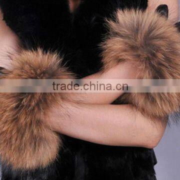 2016/2017 Wholesale Leather Raccoon Dog Fur Gloves