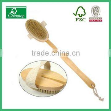 Detachable Head Wood Bristle Body/ Bath/Back Brush Long Bath Shower Back Spa Scrubber