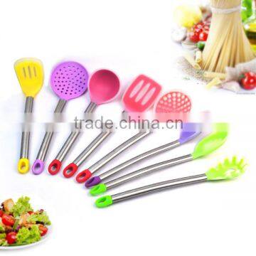 High Quality Food Grade 8-Piece Stainless Steel Handle Silicone Kitchen Tools,Cooking Utensil