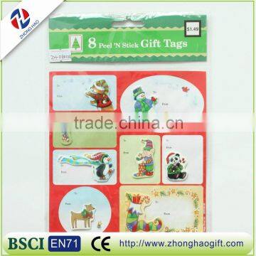 Christmas gift tag sticker,xmas santa sticker