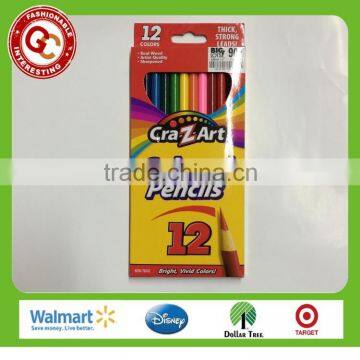 non-toxic 12 pcs sharpened color pencil with thick strong lead