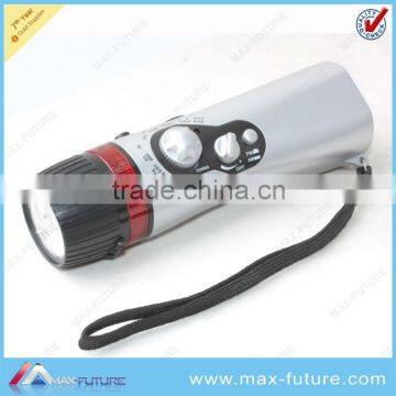 2014 hot sale hand crank rechargeable flashlight radio with emergency cellphone charger