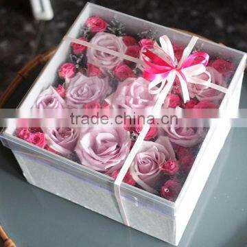 Personalized Design Clear Acrylic Material Window Boxes For Cut Flower Or Flower Shaped Box