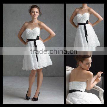 2014 Strapless Lace custom-made Belt Short Bridesmaid Dresses bm00036