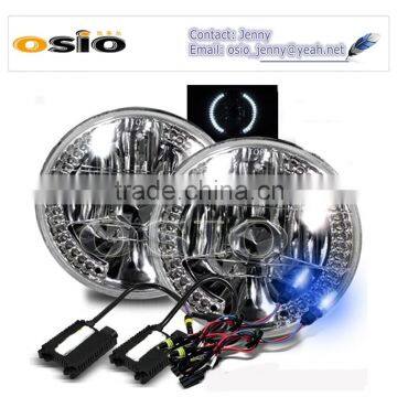 5 inch Round BMC CRYSTAL GLASS with whiteLED HALO RING 12V/24V Auto Halogen Semi Sealed Beam Auto Halogen Lamp Install H4 or HID