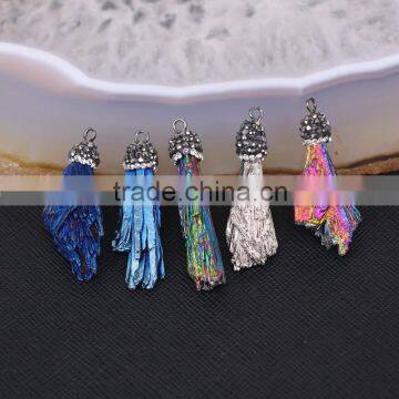 Titanium Quartz Stone Druzy Pendant, Pave Crystal Gem Stone Pendant For Jewelry Making
