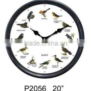 large promotional plastic bird sounds wall clock