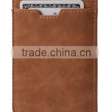 Oem Simple Genuine Vintage Leather Slim money clip RFID Card Holder