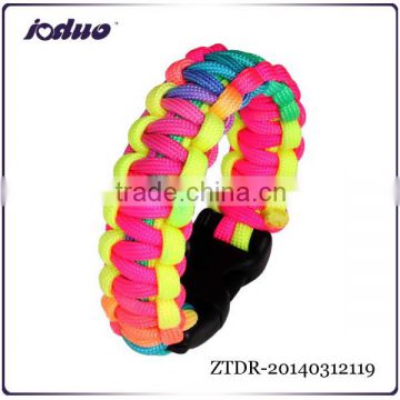 Hot sales 2016 handwoven survival bracelet rainbow plastic buckle paracute bracelet ZTDR-20140312119