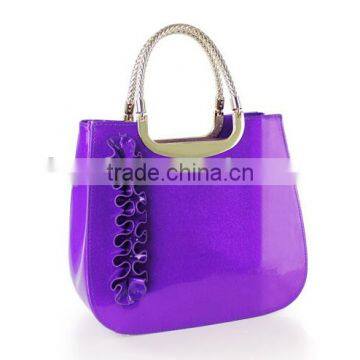 2014 high grade PU leather handbag shiny patent leather tote bags woman