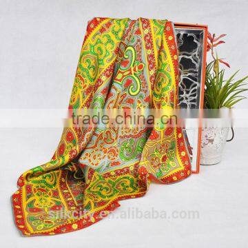 Customized Paisley Pattern Screen Printing Silk Twill Scarf