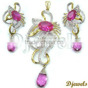 Gemstone Pendant Sets, Diamond Gold Pendant Sets, Diamond Jewelry