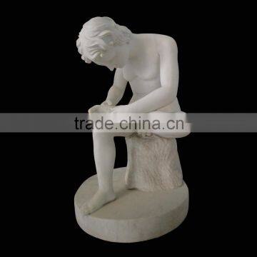 Hand Carved White Marble Nude Young Man Figure Statue