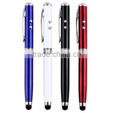 Portable 4-in-1 Stylus Pen + Ballpoint Pen + LED Flashlight + Laser Pointer For All Devices With Capacitive Touch Screen