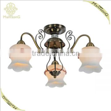 2016 Classic Style Antique Bronze Plated With Beautiful Flower Lamp Shade Surface Mounted Ceiling Light,Hotel Lights