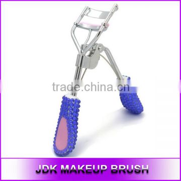 New Purple rhinestones eyelash curler with heart, Rhinestones purple pink eyelash curler cosmetic tools