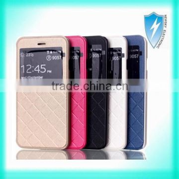 Window View Silk Leather PU Flip Stand Holder Case For Apple Iphone6 4.7Inches