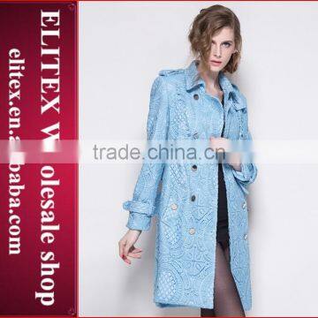 2015 HOT Unique Fashion Blue Jacquard Ladies Overcoat Designs Winter Dress photo-2