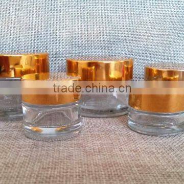 5ml 10ml 20ml 30ml 50ml Cosmetic Skin Care cream empty glass jar with gold/silver aluminum lid