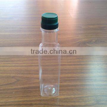 250ml sqare clear cooking olive oil pet bottle with plastic lid