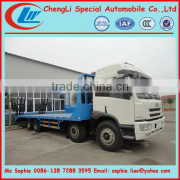 FAW 8x4 bulldozer loading trucks,heavy duty truck transportation,flat transport truck