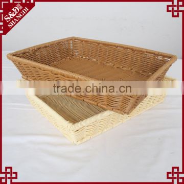 Rectangle shape plastic wicker rattan bread basket